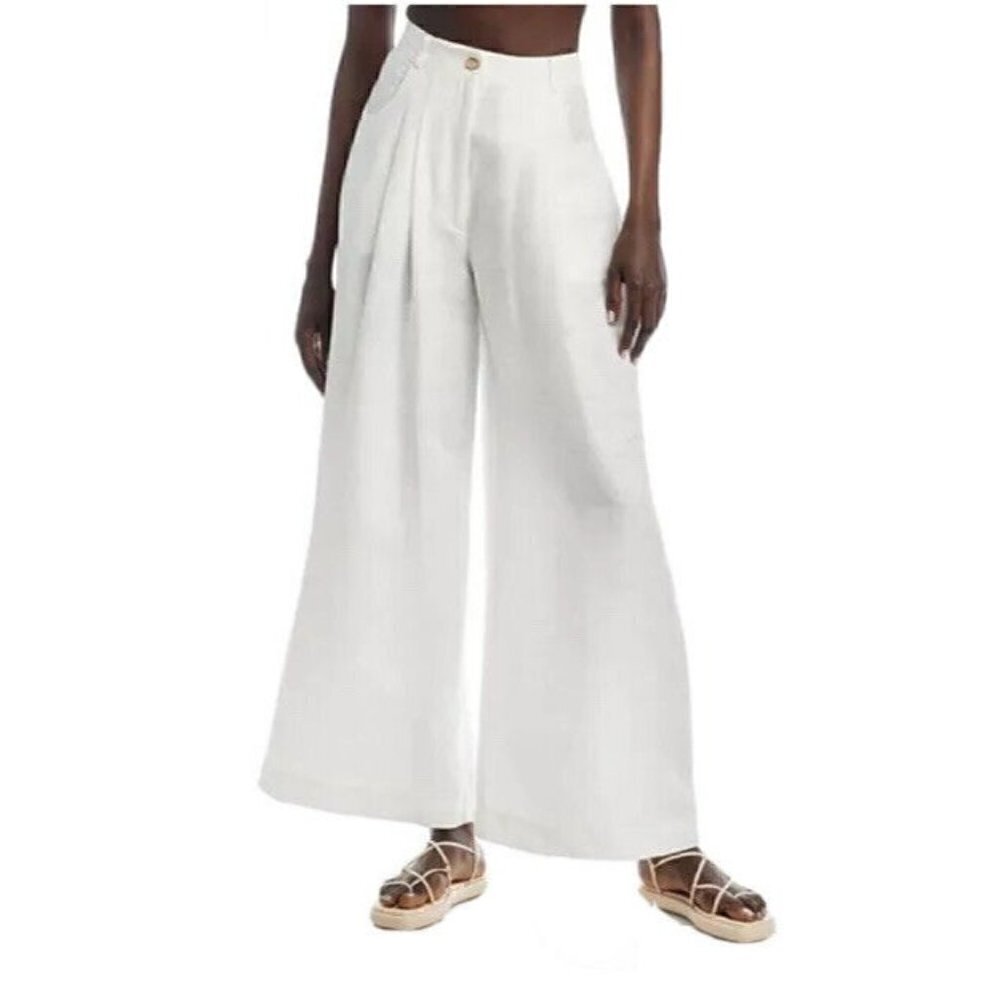 Farm Rio Women's Sz XS Off White (Natural) High Waisted Wide Leg Denim Jeans